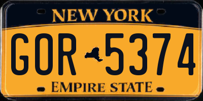 NY license plate GOR5374