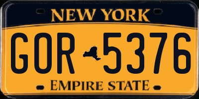 NY license plate GOR5376