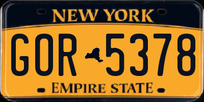 NY license plate GOR5378