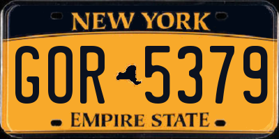 NY license plate GOR5379