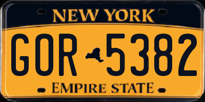 NY license plate GOR5382