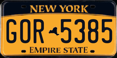 NY license plate GOR5385
