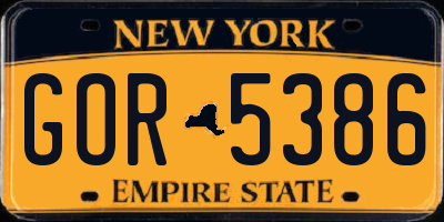 NY license plate GOR5386