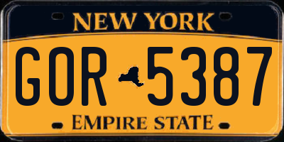 NY license plate GOR5387