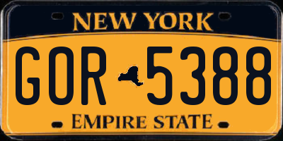 NY license plate GOR5388