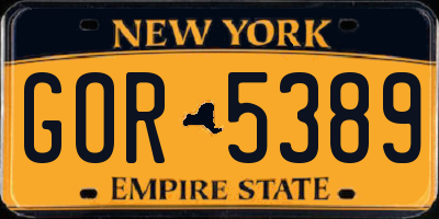 NY license plate GOR5389