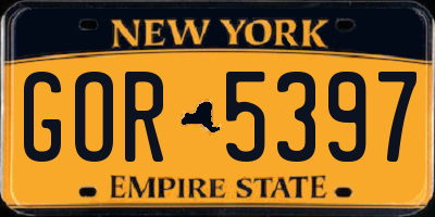 NY license plate GOR5397