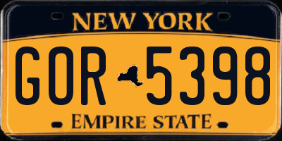 NY license plate GOR5398