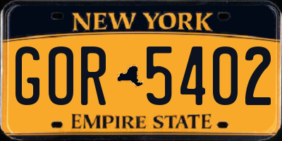NY license plate GOR5402