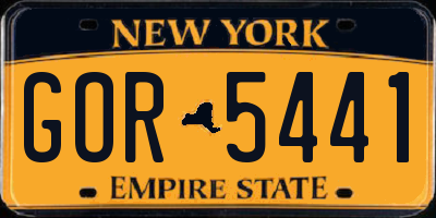 NY license plate GOR5441