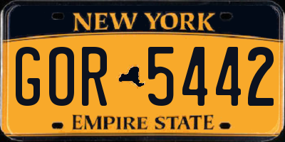 NY license plate GOR5442