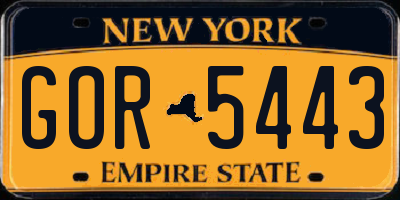 NY license plate GOR5443