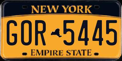 NY license plate GOR5445