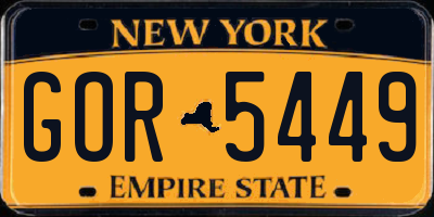 NY license plate GOR5449