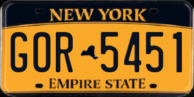 NY license plate GOR5451
