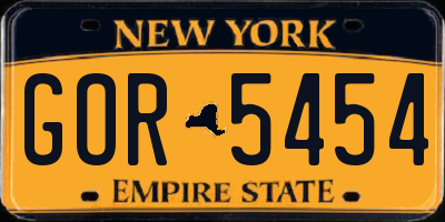 NY license plate GOR5454