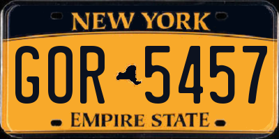NY license plate GOR5457