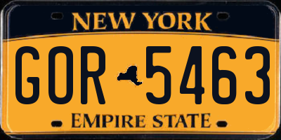 NY license plate GOR5463