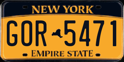 NY license plate GOR5471