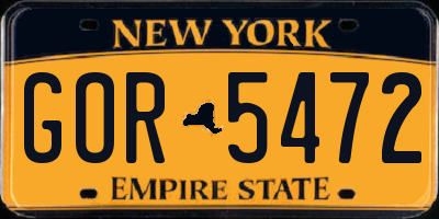 NY license plate GOR5472