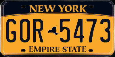NY license plate GOR5473