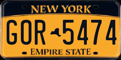NY license plate GOR5474