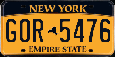 NY license plate GOR5476
