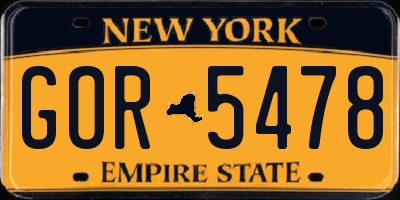 NY license plate GOR5478