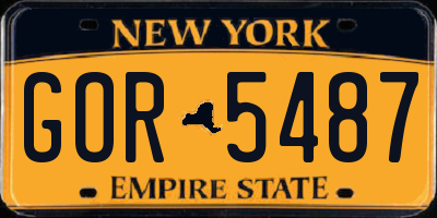 NY license plate GOR5487