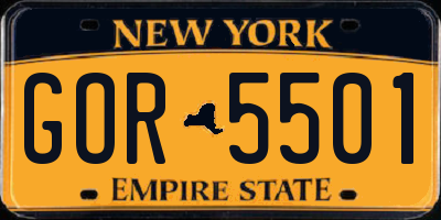 NY license plate GOR5501