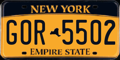 NY license plate GOR5502