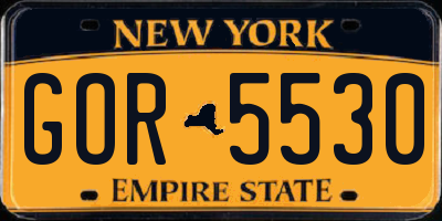 NY license plate GOR5530