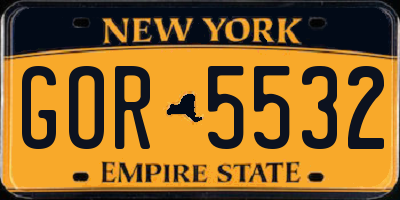 NY license plate GOR5532