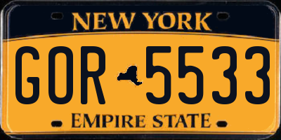 NY license plate GOR5533