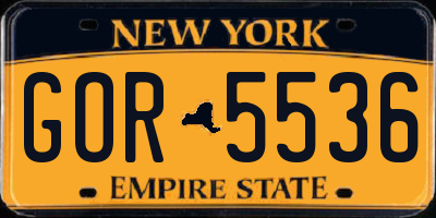 NY license plate GOR5536