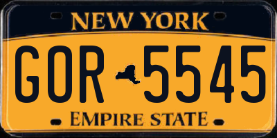 NY license plate GOR5545