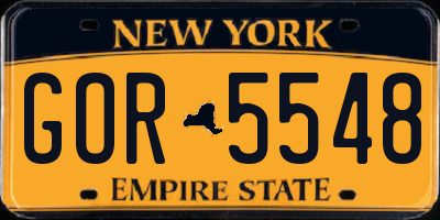 NY license plate GOR5548