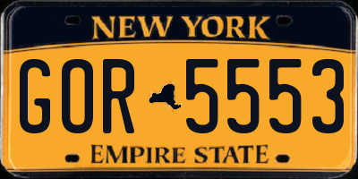 NY license plate GOR5553