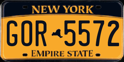 NY license plate GOR5572