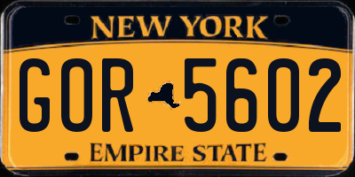 NY license plate GOR5602