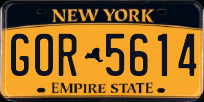 NY license plate GOR5614