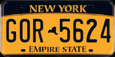 NY license plate GOR5624