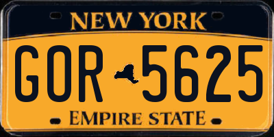 NY license plate GOR5625