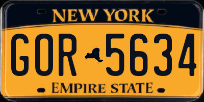 NY license plate GOR5634