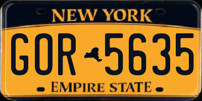 NY license plate GOR5635