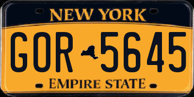 NY license plate GOR5645
