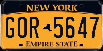 NY license plate GOR5647