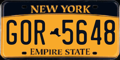 NY license plate GOR5648