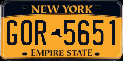 NY license plate GOR5651
