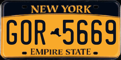 NY license plate GOR5669
